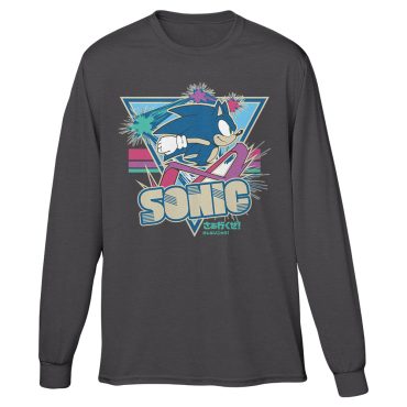 Sonic the Hedgehog Retro Running Sparks Gray Long Sleeve Tee