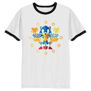 Sonic the Hedgehog Symmetrical Gold Rings Ringer Tee