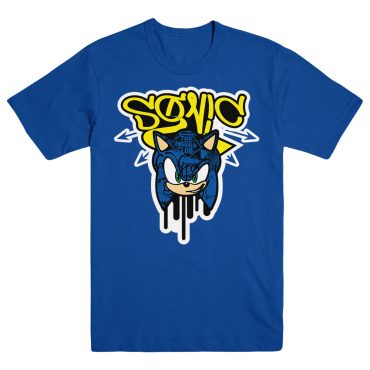 Sonic the Hedgehog Tagged Face Graffiti Blue T-Shirt