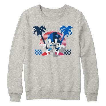 Sonic the Hedgehog Symmetrical Palm Trees Gray Crewneck