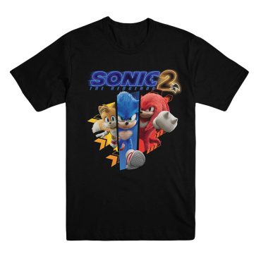 Sonic 2 Character Running Unisex Black Tee