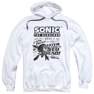 Colorless Motion Sonic Sketch White Pull-Over Hoodie