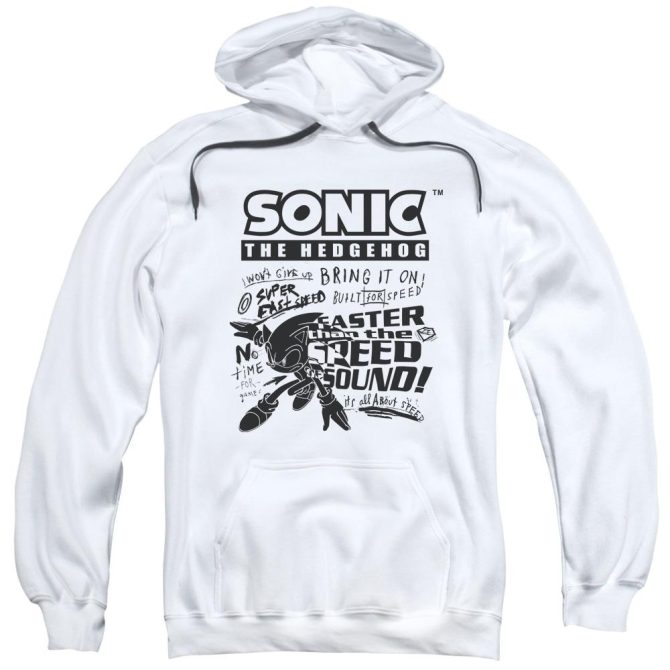 Colorless Motion Sonic Sketch White Pull-Over Hoodie